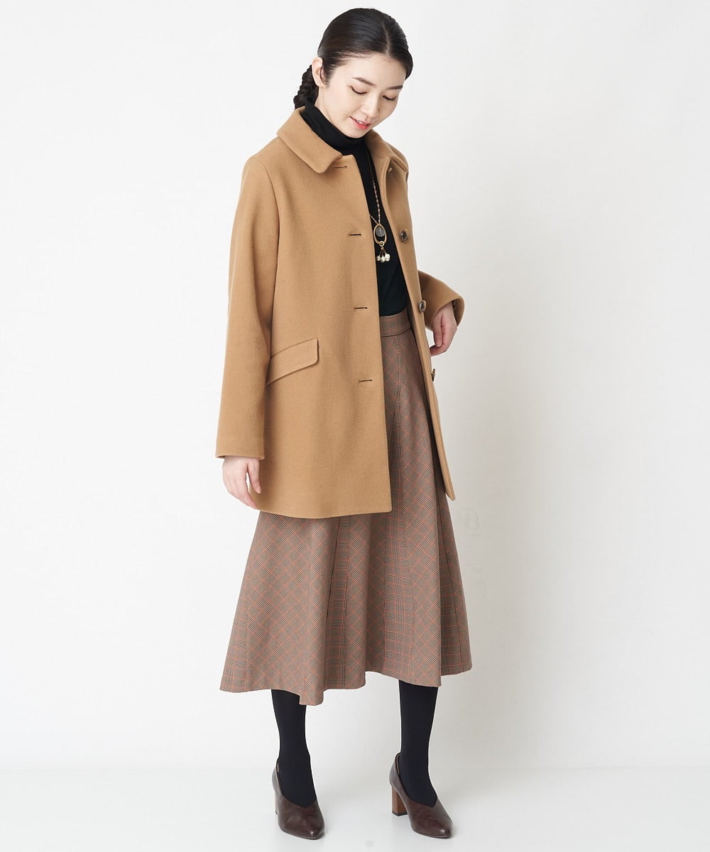 NHHAX84250 GIANNI LO GIUDICE(小さいサイズ)(メゾン ドゥ サンク) [日本製/洗える]カラーグレンチェックフレアースカート ダークグレー系