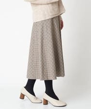 NHHAX84250 GIANNI LO GIUDICE(小さいサイズ)(メゾン ドゥ サンク) [日本製/洗える]カラーグレンチェックフレアースカート ダークグレー系