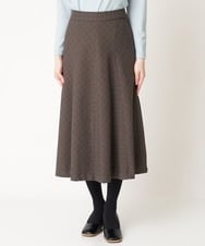 NHHAX84250 GIANNI LO GIUDICE(小さいサイズ)(メゾン ドゥ サンク) [日本製/洗える]カラーグレンチェックフレアースカート ダークグレー系