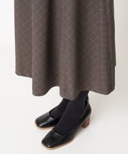 NHHAX84250 GIANNI LO GIUDICE(小さいサイズ)(メゾン ドゥ サンク) [日本製/洗える]カラーグレンチェックフレアースカート ダークグレー系