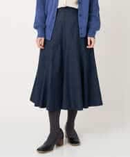 NHHCF83290 GIANNI LO GIUDICE(小さいサイズ)(メゾン ドゥ サンク) ウール混デニムフレアスカート ネイビー