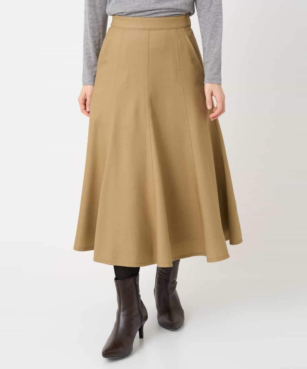 NHHCF83290 GIANNI LO GIUDICE(小さいサイズ)(メゾン ドゥ サンク) ウール混デニムフレアスカート ベージュ