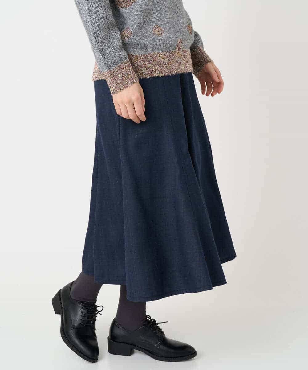 NHHCF83290 GIANNI LO GIUDICE(小さいサイズ)(メゾン ドゥ サンク) ウール混デニムフレアスカート ベージュ