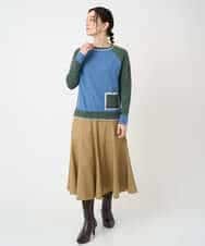 NHHCF83290 GIANNI LO GIUDICE(小さいサイズ)(メゾン ドゥ サンク) ウール混デニムフレアスカート ベージュ