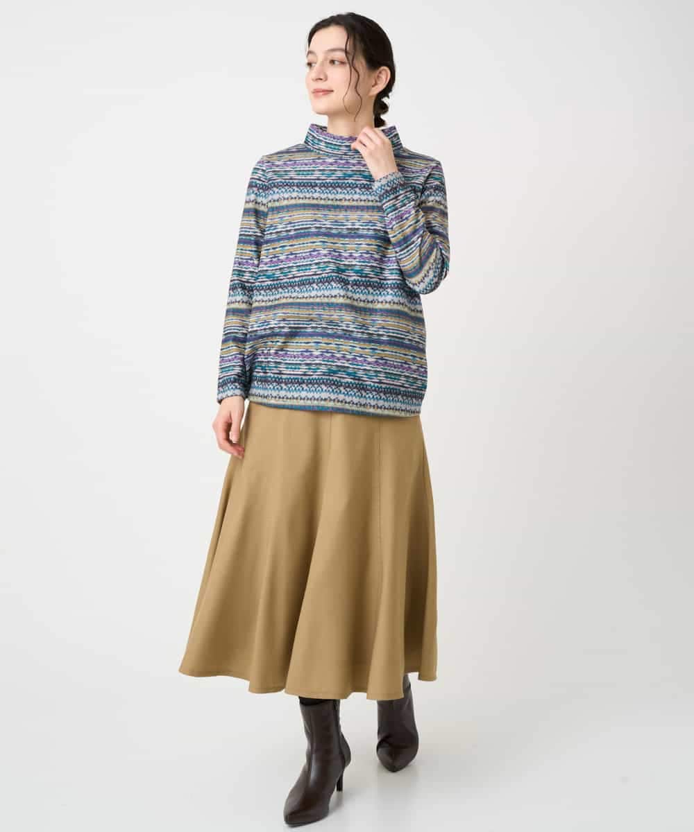 NHHCF83290 GIANNI LO GIUDICE(小さいサイズ)(メゾン ドゥ サンク) ウール混デニムフレアスカート ベージュ