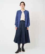 NHHCF83290 GIANNI LO GIUDICE(小さいサイズ)(メゾン ドゥ サンク) ウール混デニムフレアスカート ベージュ