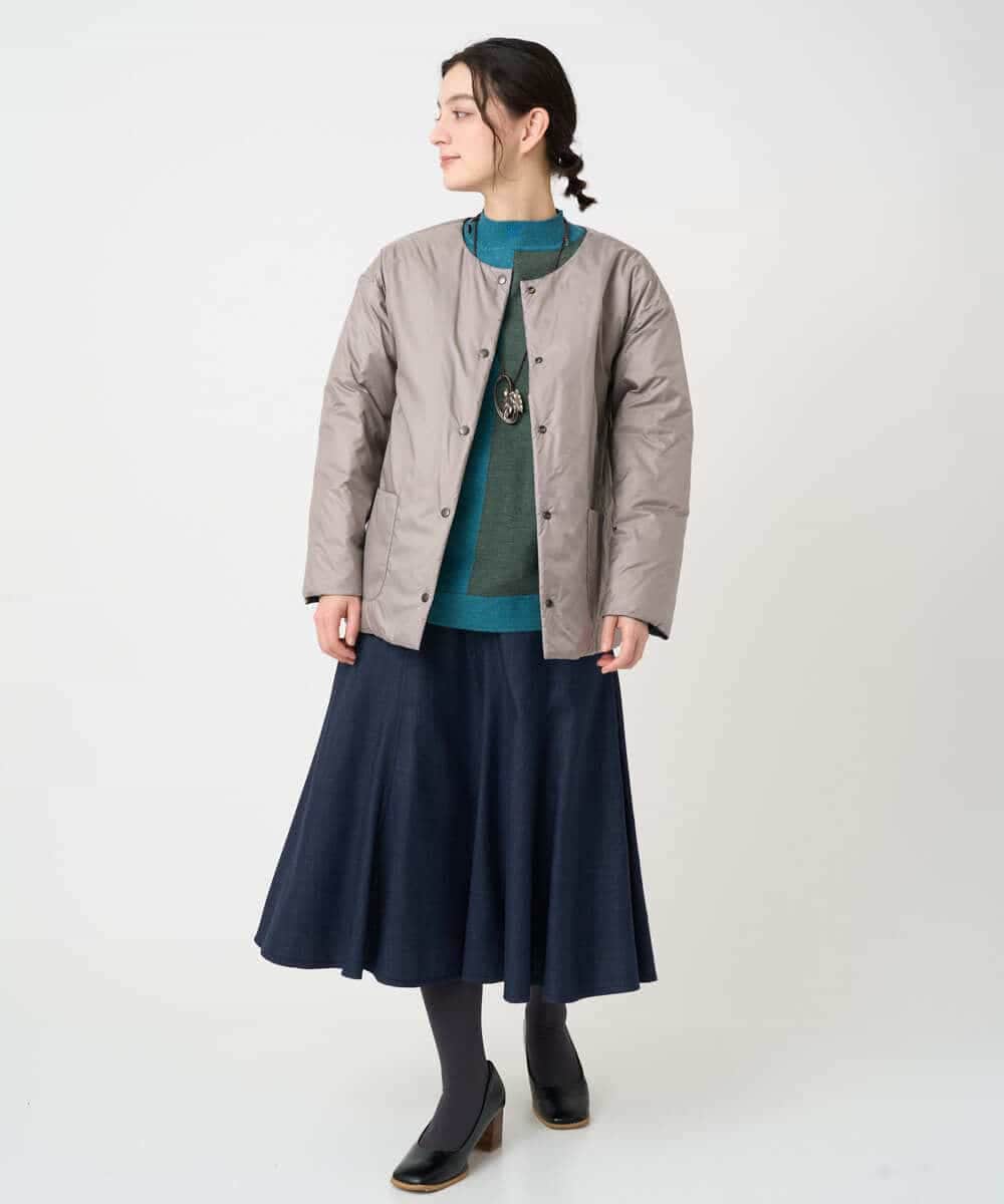 NHHCF83290 GIANNI LO GIUDICE(小さいサイズ)(メゾン ドゥ サンク) ウール混デニムフレアスカート ベージュ