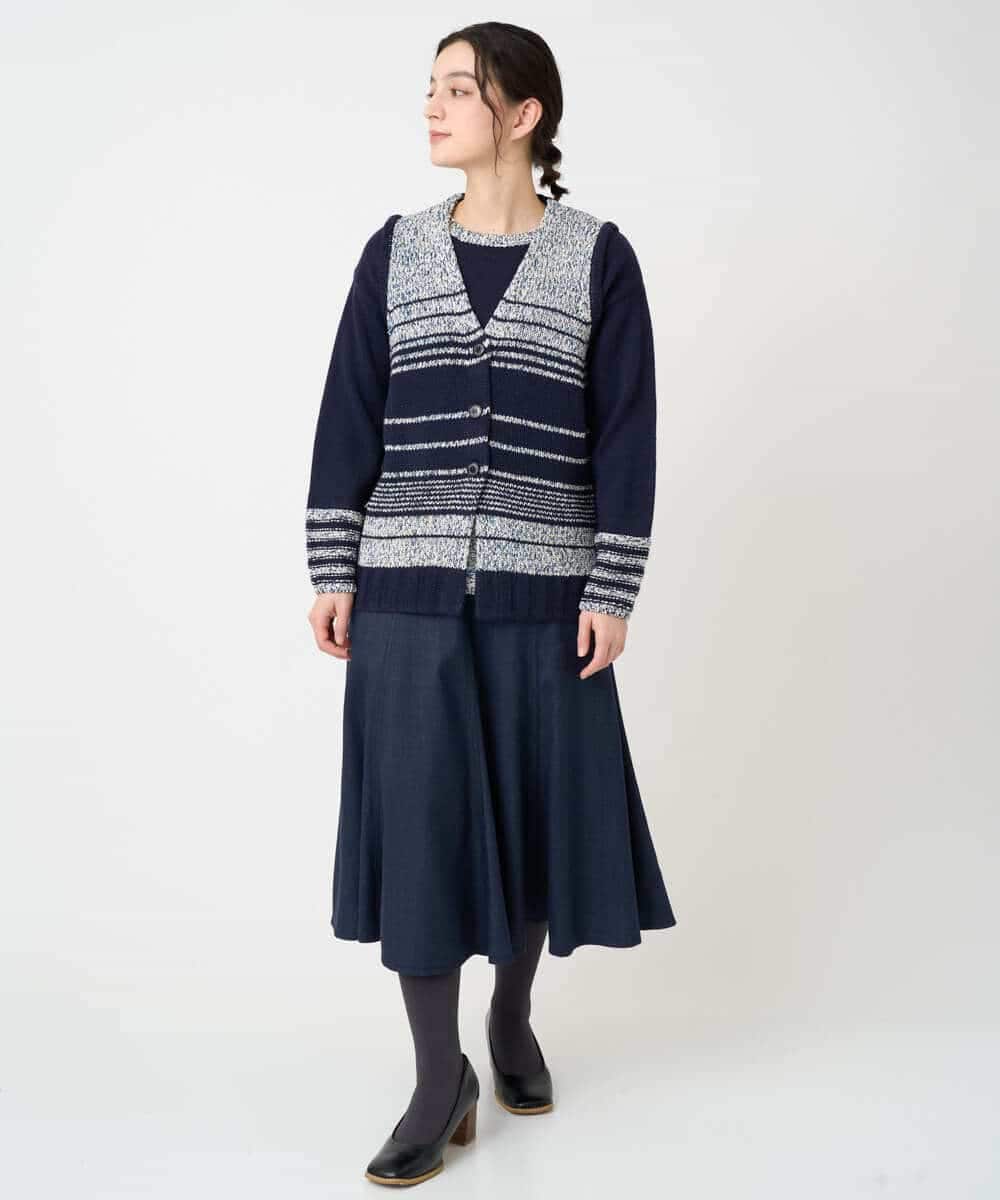 NHHCF83290 GIANNI LO GIUDICE(小さいサイズ)(メゾン ドゥ サンク) ウール混デニムフレアスカート ベージュ