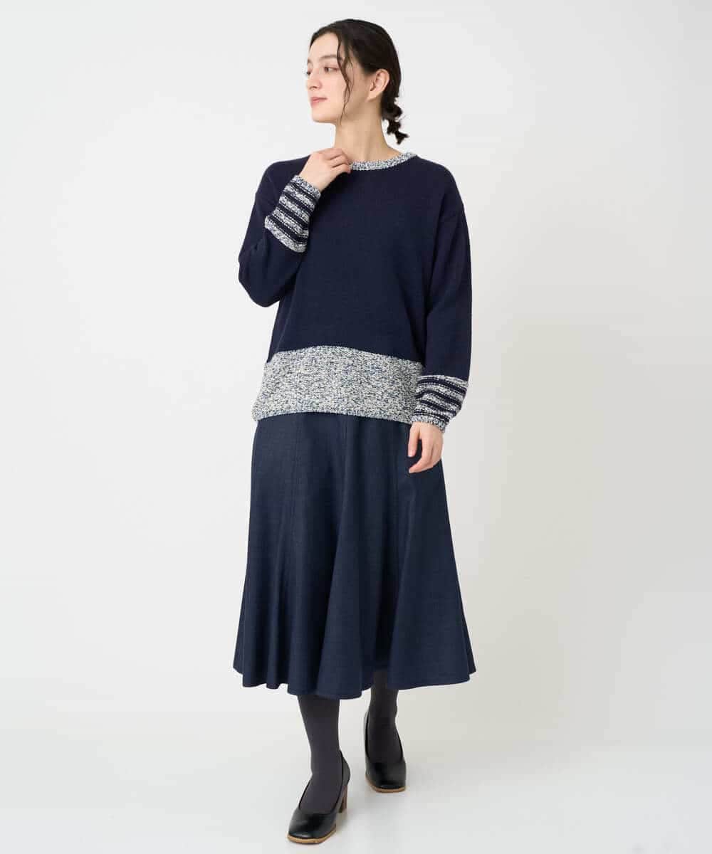 NHHCF83290 GIANNI LO GIUDICE(小さいサイズ)(メゾン ドゥ サンク) ウール混デニムフレアスカート ベージュ