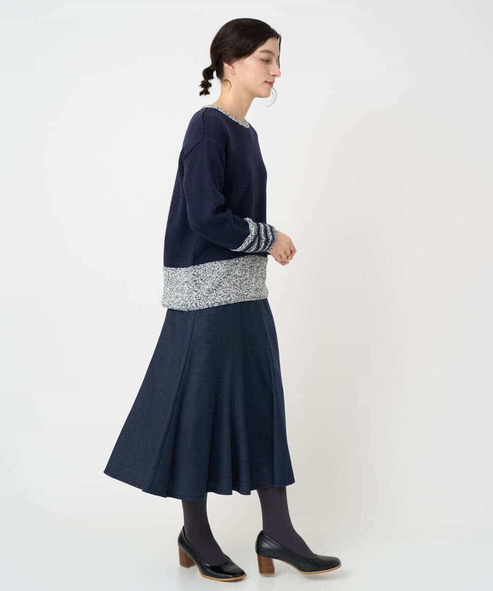 NHHCF83290 GIANNI LO GIUDICE(小さいサイズ)(メゾン ドゥ サンク) ウール混デニムフレアスカート ベージュ