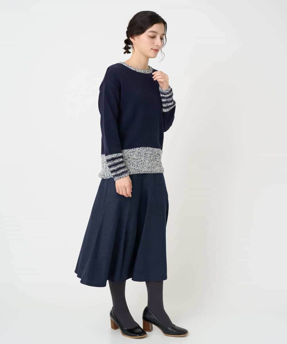 NHHCF83290 GIANNI LO GIUDICE(小さいサイズ)(メゾン ドゥ サンク) ウール混デニムフレアスカート ベージュ