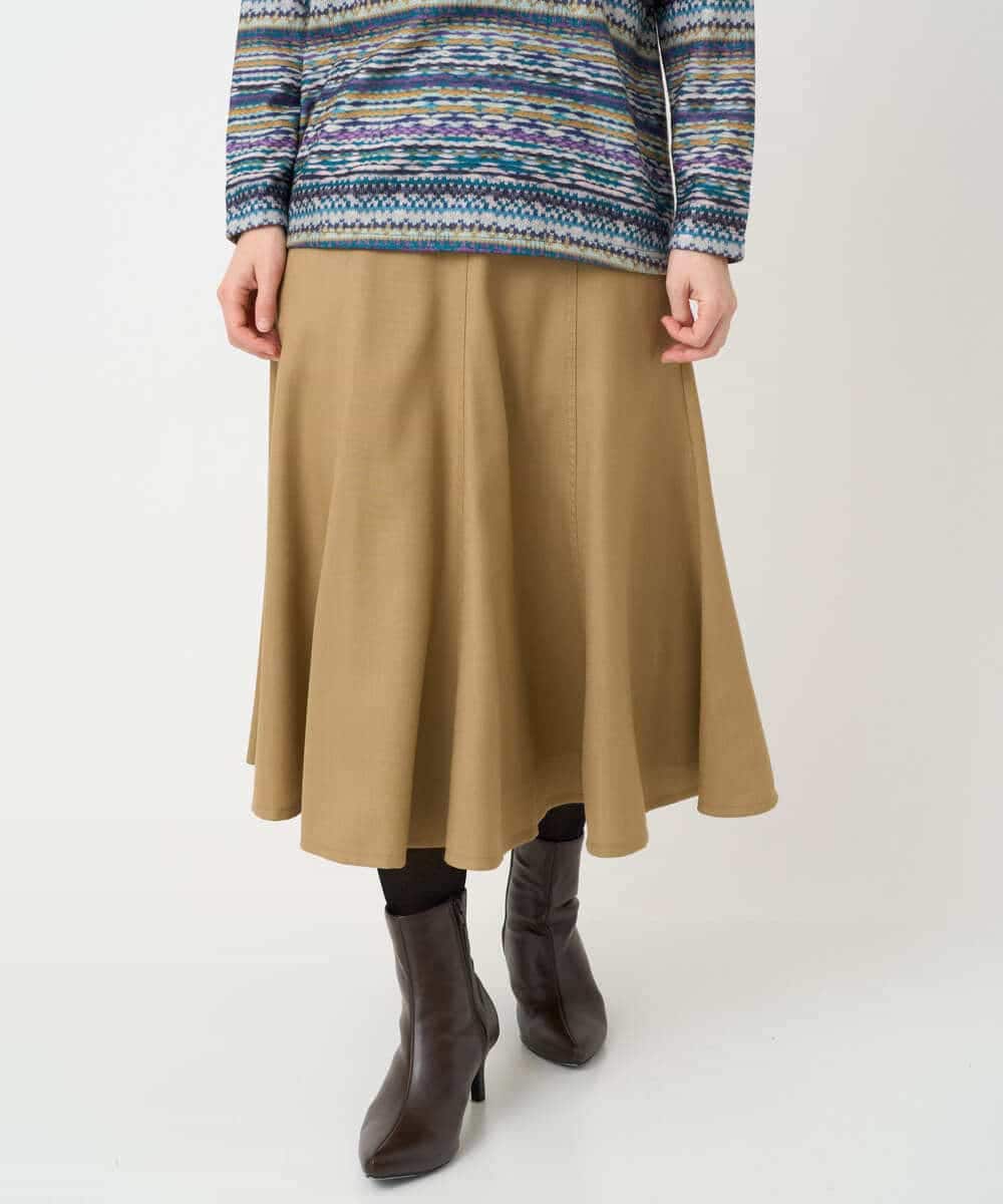 NHHCF83290 GIANNI LO GIUDICE(小さいサイズ)(メゾン ドゥ サンク) ウール混デニムフレアスカート ベージュ