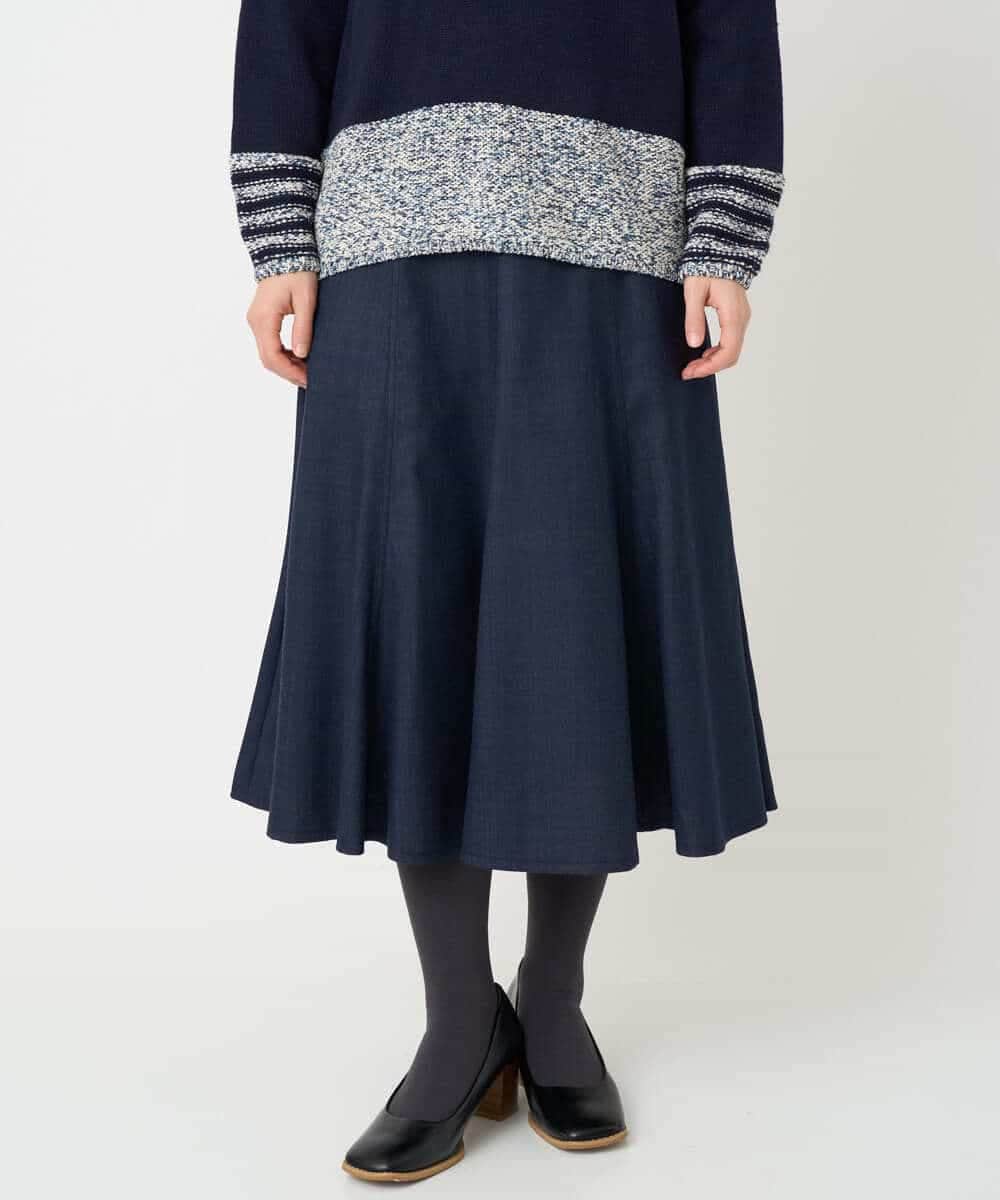 NHHCF83290 GIANNI LO GIUDICE(小さいサイズ)(メゾン ドゥ サンク) ウール混デニムフレアスカート ベージュ