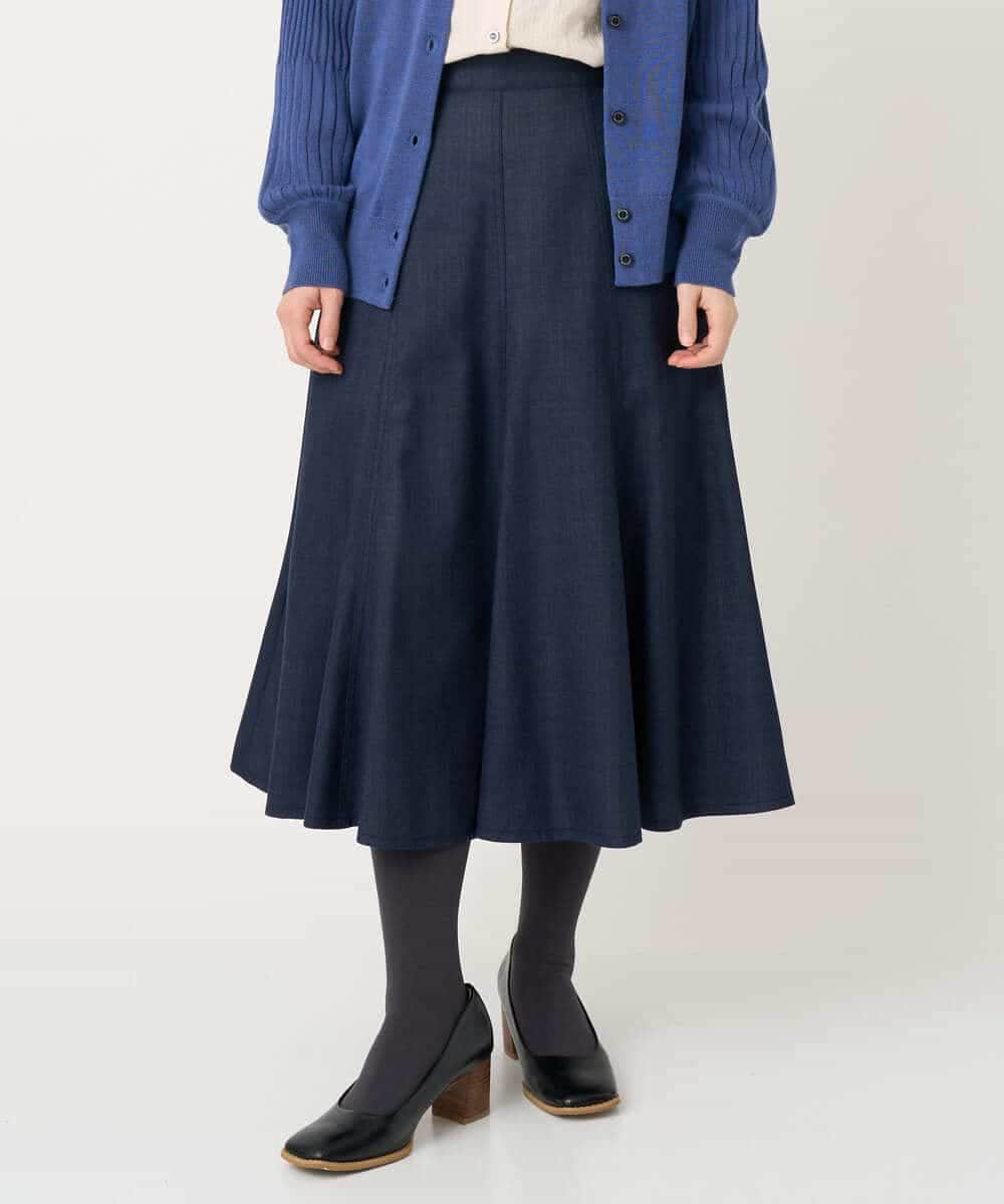 NHHCF83290 GIANNI LO GIUDICE(小さいサイズ)(メゾン ドゥ サンク) ウール混デニムフレアスカート ベージュ