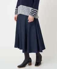 NHHCF83290 GIANNI LO GIUDICE(小さいサイズ)(メゾン ドゥ サンク) ウール混デニムフレアスカート ベージュ