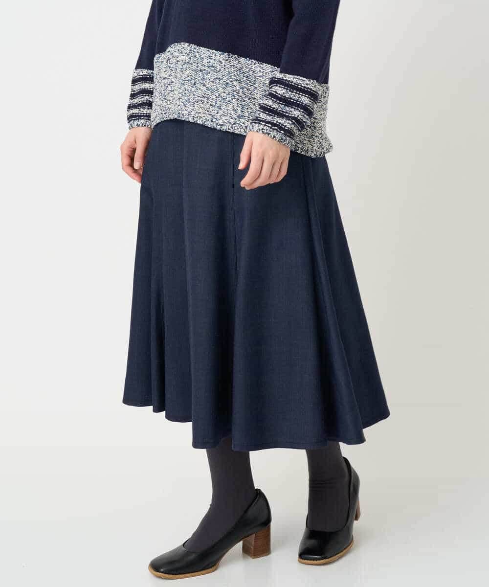 NHHCF83290 GIANNI LO GIUDICE(小さいサイズ)(メゾン ドゥ サンク) ウール混デニムフレアスカート ベージュ