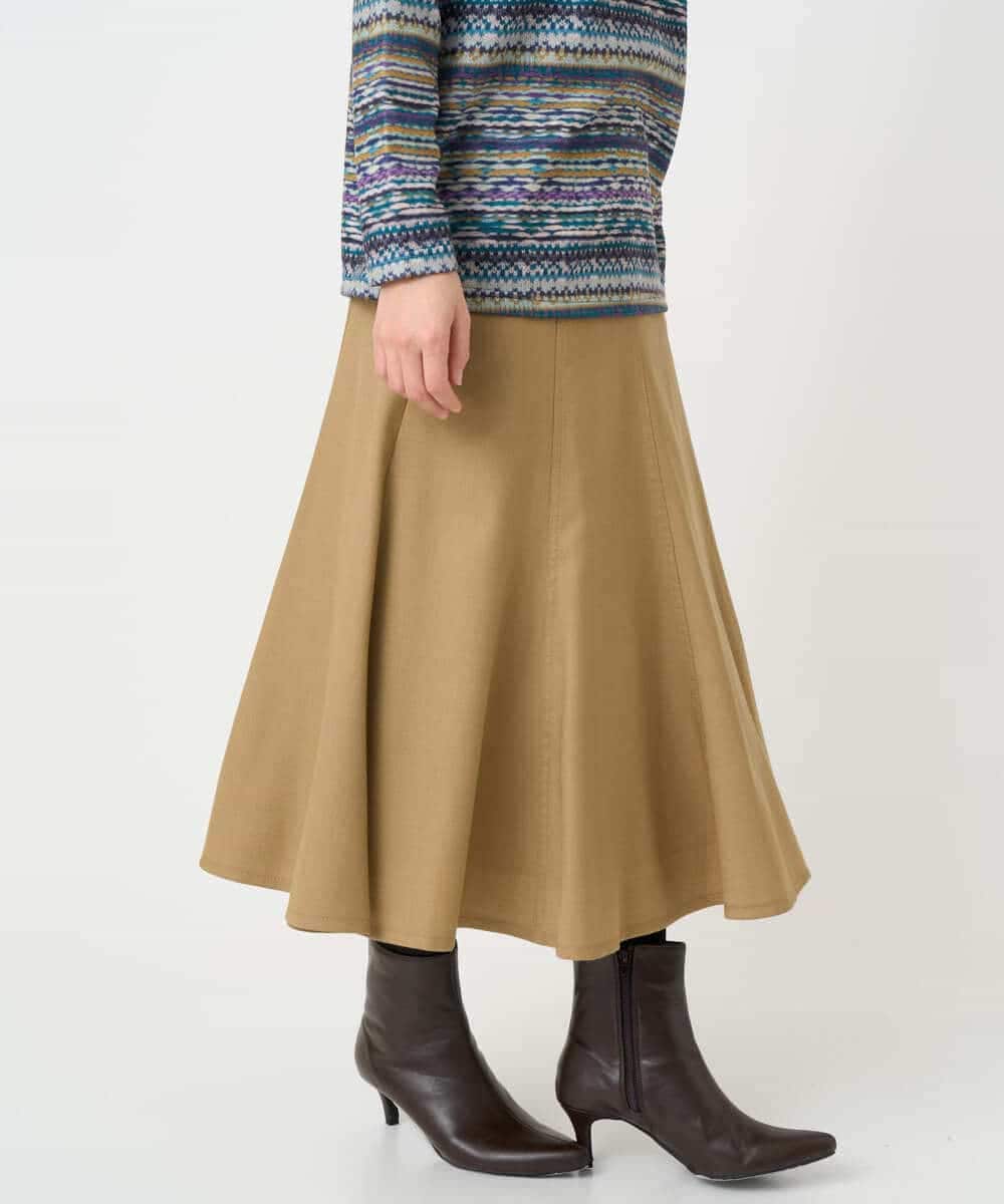 NHHCF83290 GIANNI LO GIUDICE(小さいサイズ)(メゾン ドゥ サンク) ウール混デニムフレアスカート ベージュ