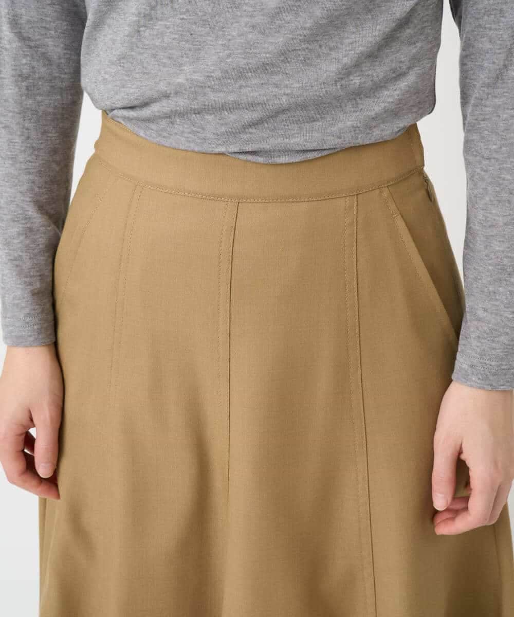 NHHCF83290 GIANNI LO GIUDICE(小さいサイズ)(メゾン ドゥ サンク) ウール混デニムフレアスカート ベージュ