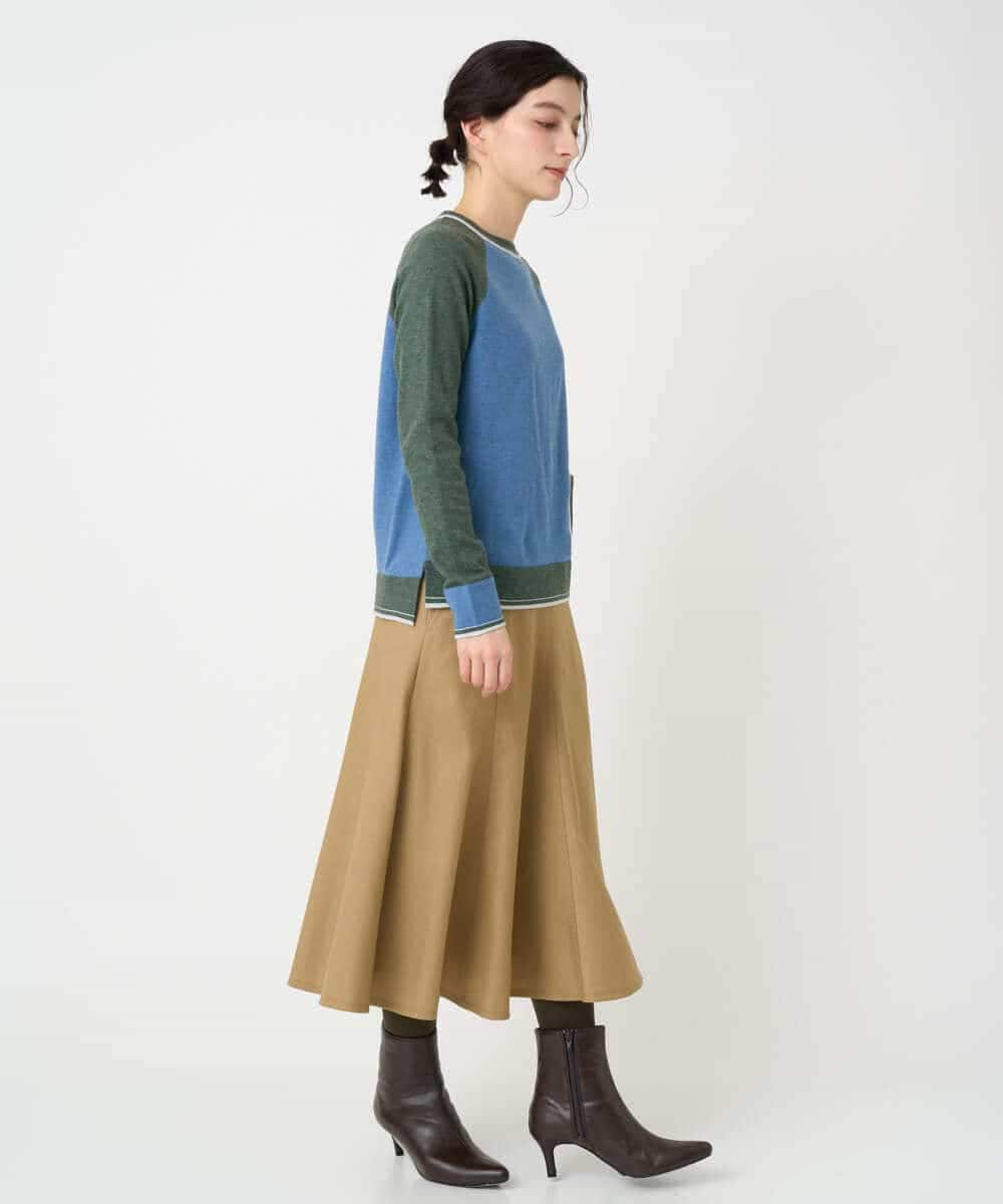 NHHCF83290 GIANNI LO GIUDICE(小さいサイズ)(メゾン ドゥ サンク) ウール混デニムフレアスカート ベージュ