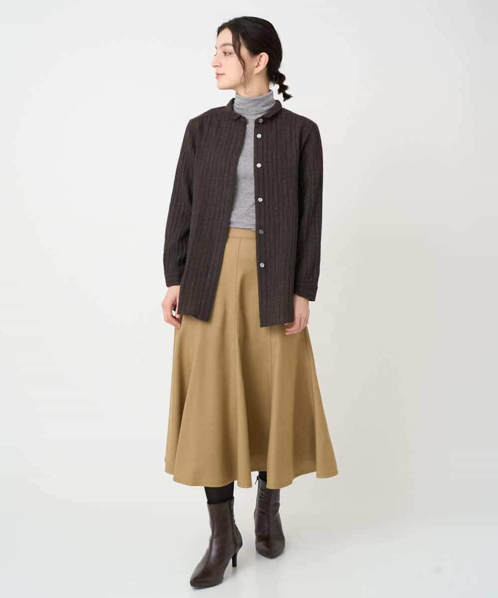 NHHCF83290 GIANNI LO GIUDICE(小さいサイズ)(メゾン ドゥ サンク) ウール混デニムフレアスカート ベージュ