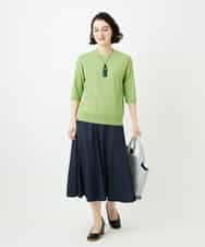 NHHCF83290 GIANNI LO GIUDICE(小さいサイズ)(メゾン ドゥ サンク) ウール混デニムフレアスカート ベージュ