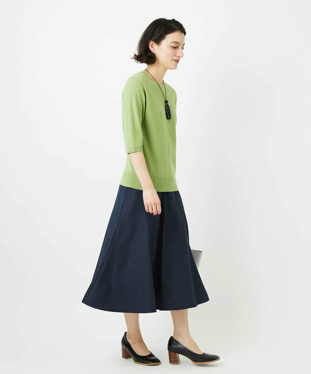 NHHCF83290 GIANNI LO GIUDICE(小さいサイズ)(メゾン ドゥ サンク) ウール混デニムフレアスカート ベージュ