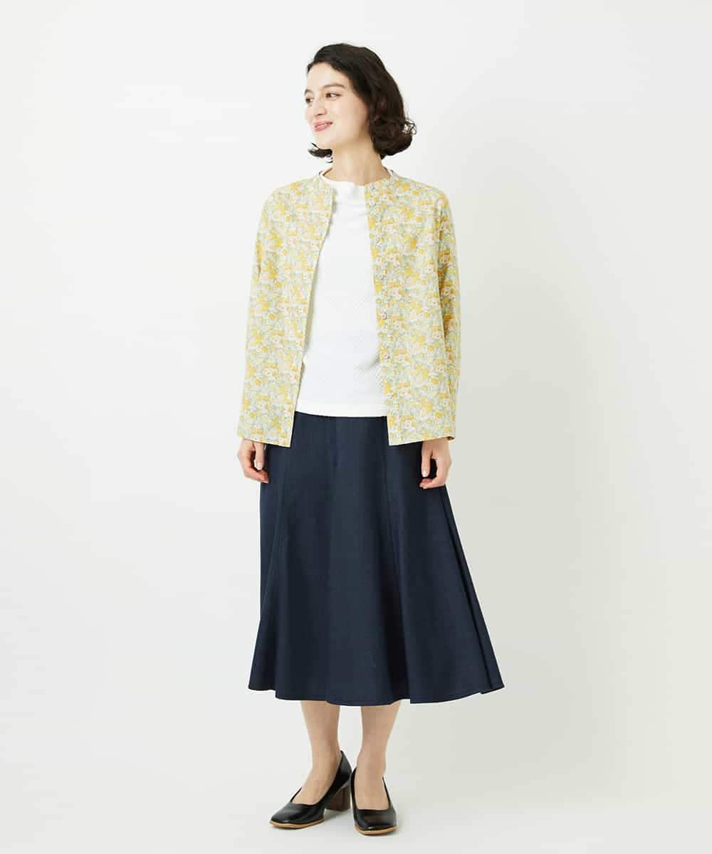 NHHCF83290 GIANNI LO GIUDICE(小さいサイズ)(メゾン ドゥ サンク) ウール混デニムフレアスカート ベージュ