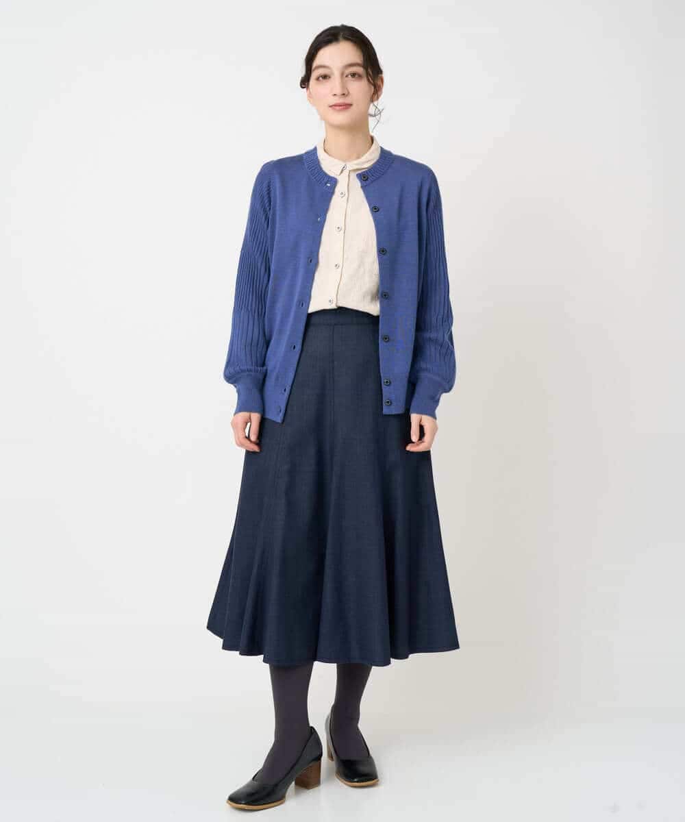 NHHCF83290 GIANNI LO GIUDICE(小さいサイズ)(メゾン ドゥ サンク) ウール混デニムフレアスカート ベージュ