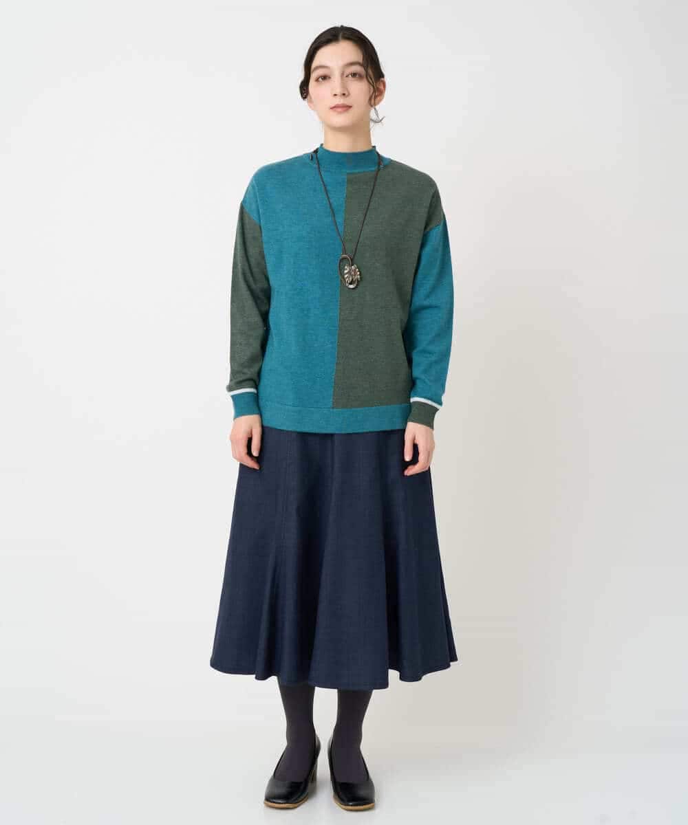 NHHCF83290 GIANNI LO GIUDICE(小さいサイズ)(メゾン ドゥ サンク) ウール混デニムフレアスカート ベージュ