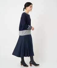 NHHCF83290 GIANNI LO GIUDICE(小さいサイズ)(メゾン ドゥ サンク) ウール混デニムフレアスカート ベージュ