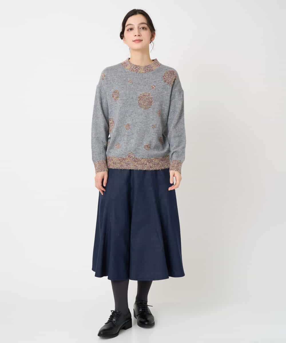 NHHCF83290 GIANNI LO GIUDICE(小さいサイズ)(メゾン ドゥ サンク) ウール混デニムフレアスカート ベージュ