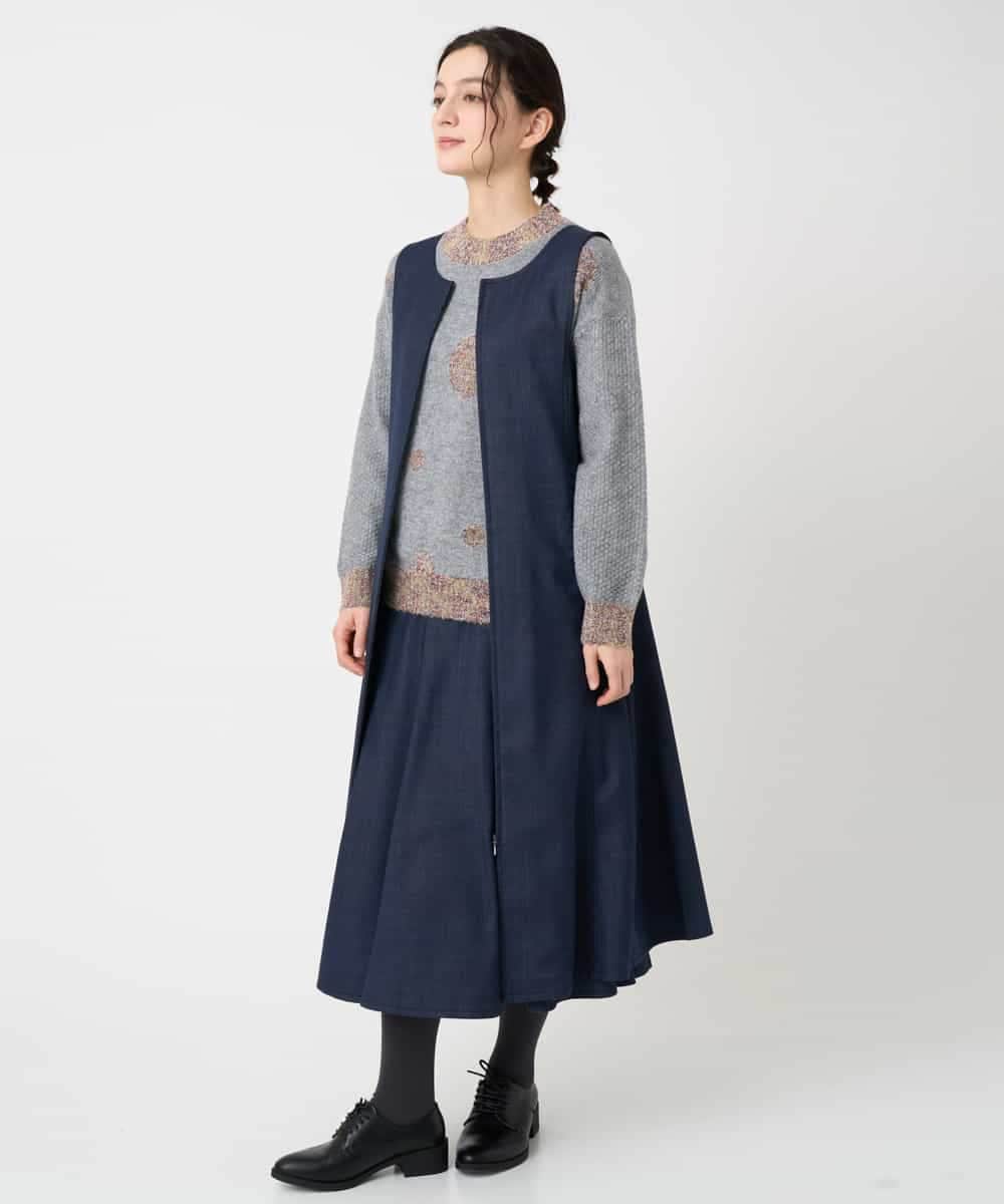 NHHCF83290 GIANNI LO GIUDICE(小さいサイズ)(メゾン ドゥ サンク) ウール混デニムフレアスカート ベージュ