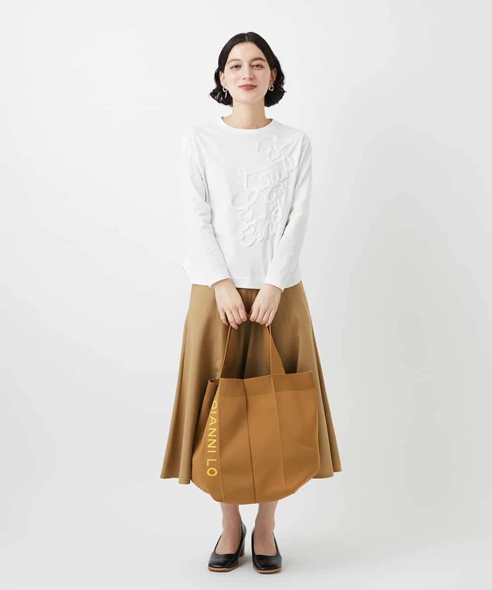 NHHCF83290 GIANNI LO GIUDICE(小さいサイズ)(メゾン ドゥ サンク) ウール混デニムフレアスカート ベージュ