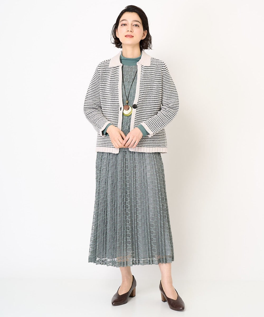 NHHEB40360 GIANNI LO GIUDICE(小さいサイズ)(メゾン ドゥ サンク) ポリエステルクロシェ風レーススカート グリーン