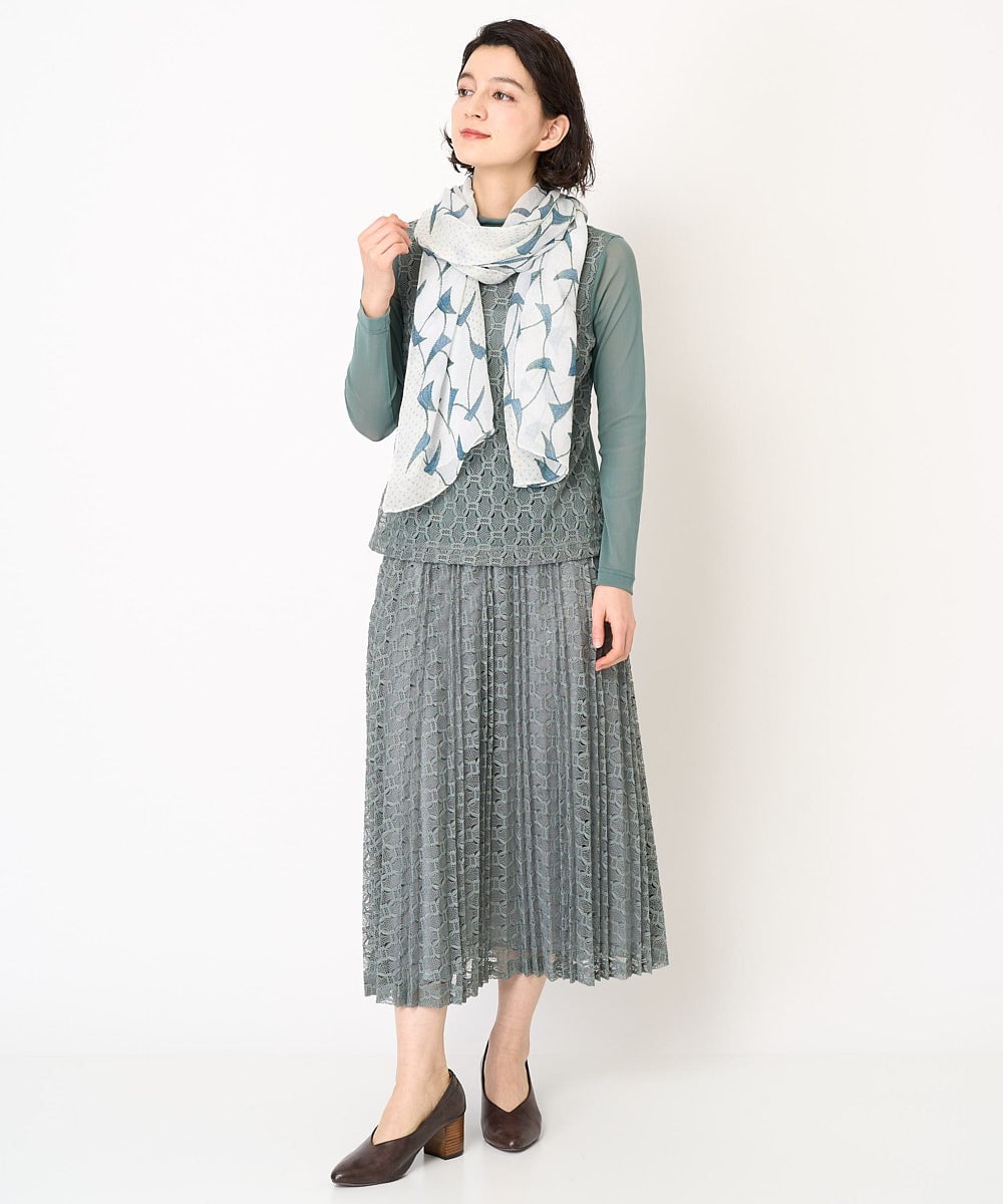 NHHEB40360 GIANNI LO GIUDICE(小さいサイズ)(メゾン ドゥ サンク) ポリエステルクロシェ風レーススカート グリーン