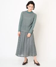 NHHEB40360 GIANNI LO GIUDICE(小さいサイズ)(メゾン ドゥ サンク) ポリエステルクロシェ風レーススカート グリーン