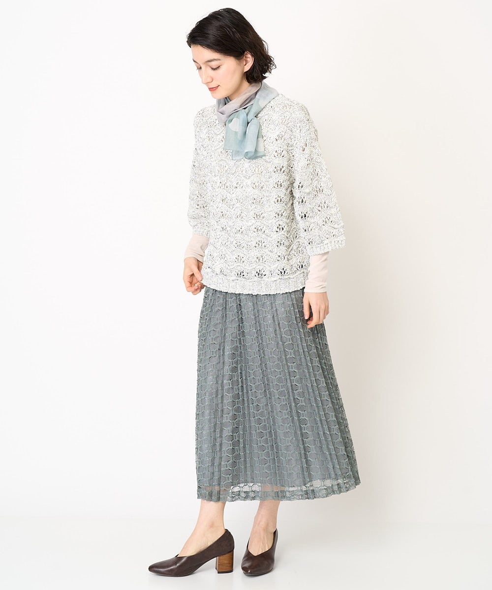 NHHEB40360 GIANNI LO GIUDICE(小さいサイズ)(メゾン ドゥ サンク) ポリエステルクロシェ風レーススカート グリーン