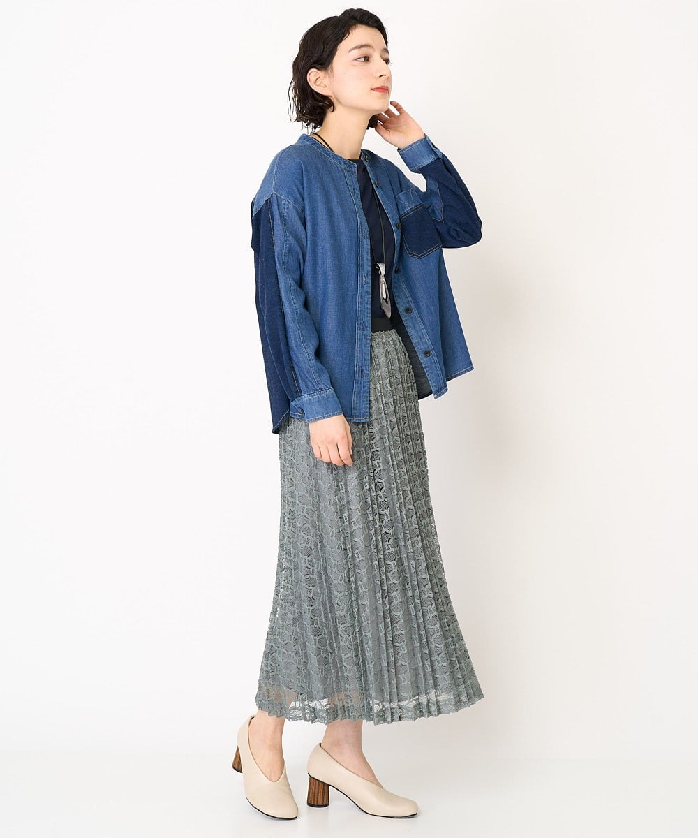 NHHEB40360 GIANNI LO GIUDICE(小さいサイズ)(メゾン ドゥ サンク) ポリエステルクロシェ風レーススカート グリーン