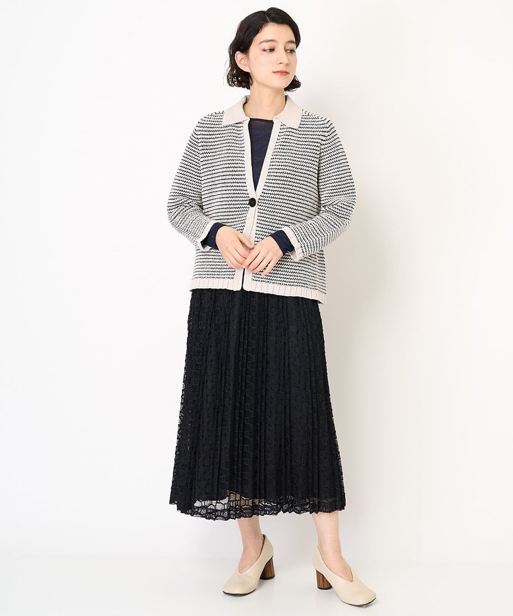 NHHEB40360 GIANNI LO GIUDICE(小さいサイズ)(メゾン ドゥ サンク) ポリエステルクロシェ風レーススカート グリーン
