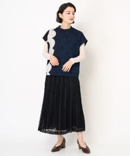 NHHEB40360 GIANNI LO GIUDICE(小さいサイズ)(メゾン ドゥ サンク) ポリエステルクロシェ風レーススカート グリーン