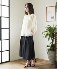 NHHEF81330 GIANNI LO GIUDICE(小さいサイズ)(メゾン ドゥ サンク) ストライプ柄タックギャザースカート ベージュ