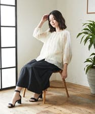NHHEF81330 GIANNI LO GIUDICE(小さいサイズ)(メゾン ドゥ サンク) ストライプ柄タックギャザースカート ベージュ