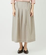 NHHEF81330 GIANNI LO GIUDICE(小さいサイズ)(メゾン ドゥ サンク) ストライプ柄タックギャザースカート ベージュ