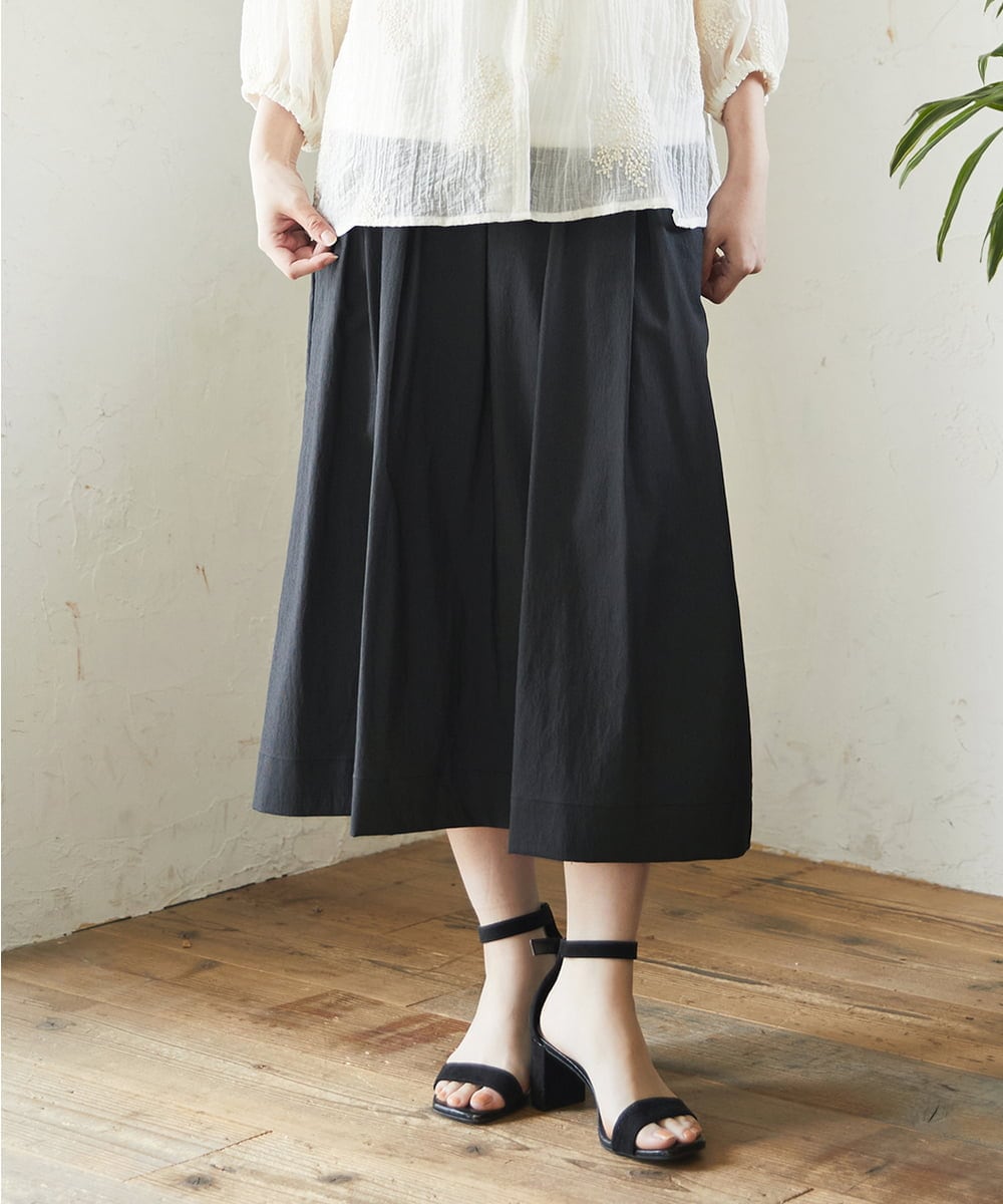 NHHEF81330 GIANNI LO GIUDICE(小さいサイズ)(メゾン ドゥ サンク) ストライプ柄タックギャザースカート ベージュ