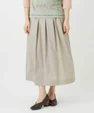 NHHEF81330 GIANNI LO GIUDICE(小さいサイズ)(メゾン ドゥ サンク) ストライプ柄タックギャザースカート ベージュ