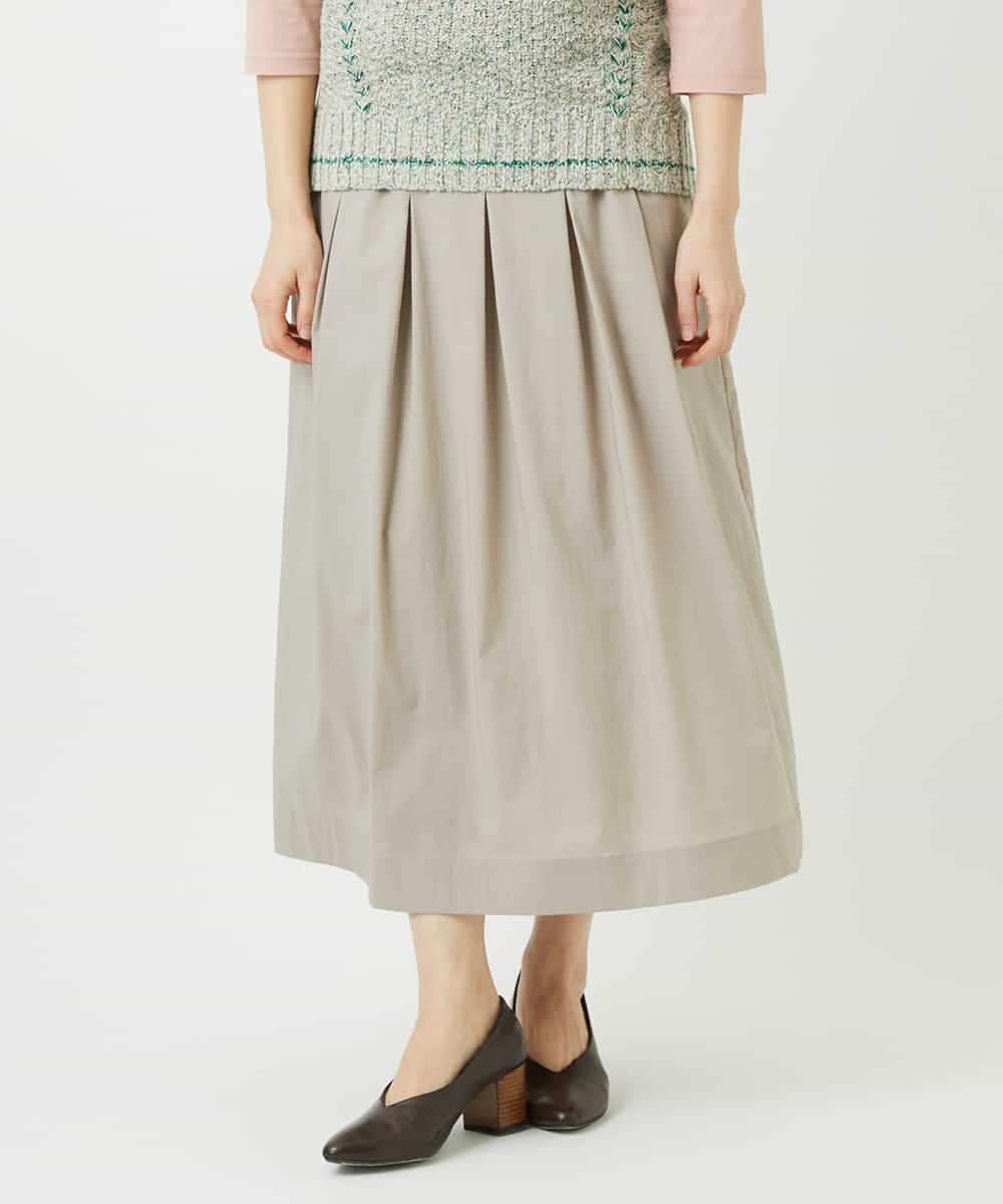 NHHEF81330 GIANNI LO GIUDICE(小さいサイズ)(メゾン ドゥ サンク) ストライプ柄タックギャザースカート ベージュ