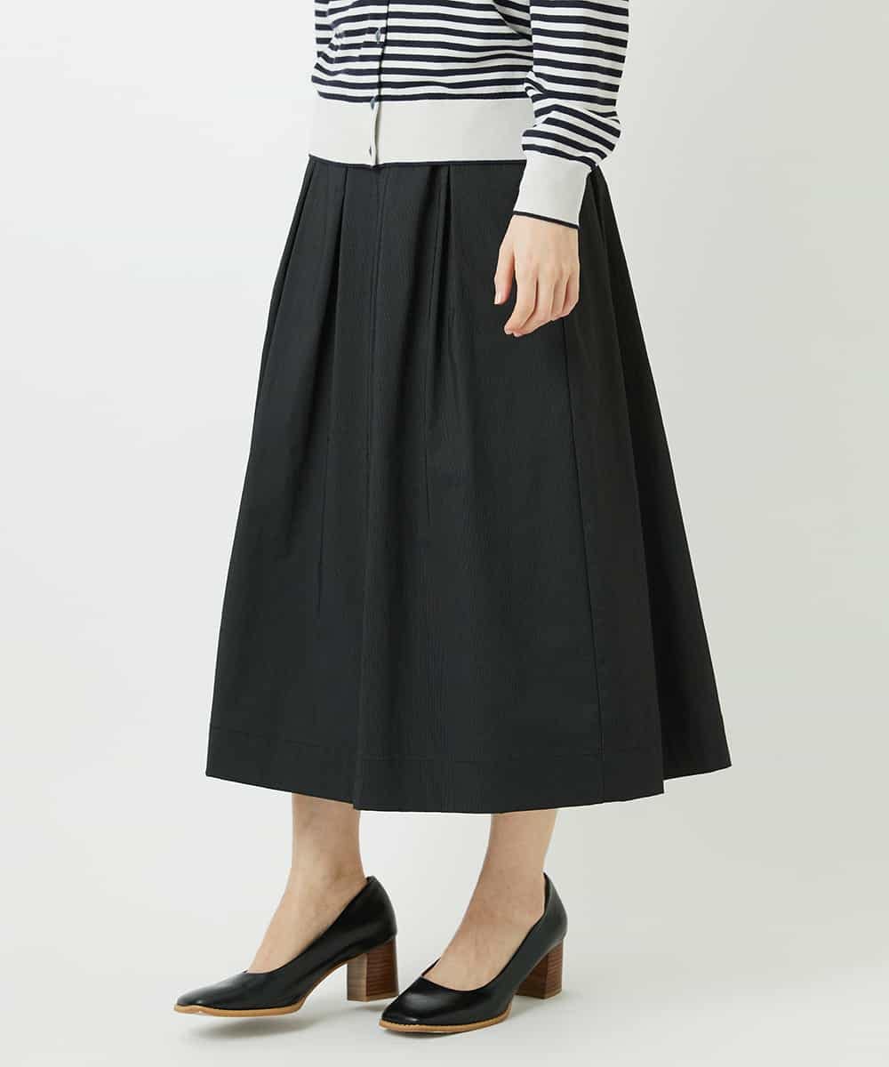 NHHEF81330 GIANNI LO GIUDICE(小さいサイズ)(メゾン ドゥ サンク) ストライプ柄タックギャザースカート ベージュ