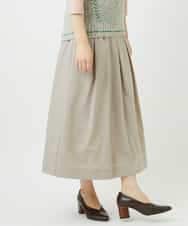 NHHEF81330 GIANNI LO GIUDICE(小さいサイズ)(メゾン ドゥ サンク) ストライプ柄タックギャザースカート ベージュ