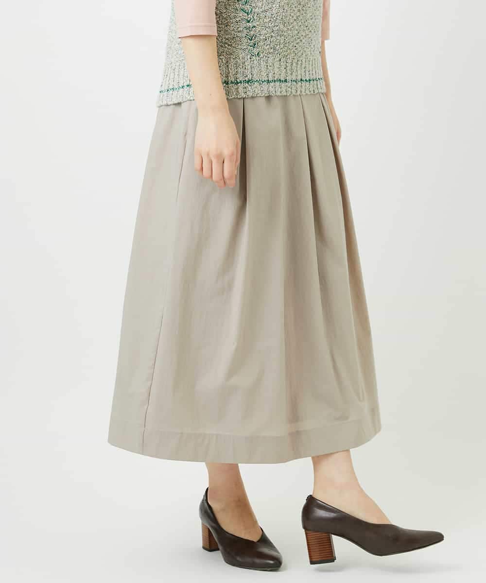 NHHEF81330 GIANNI LO GIUDICE(小さいサイズ)(メゾン ドゥ サンク) ストライプ柄タックギャザースカート ベージュ