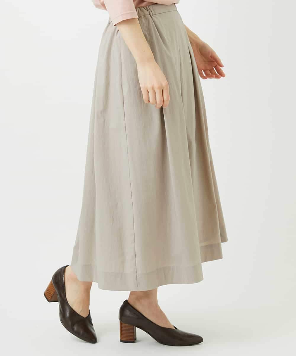 NHHEF81330 GIANNI LO GIUDICE(小さいサイズ)(メゾン ドゥ サンク) ストライプ柄タックギャザースカート ベージュ